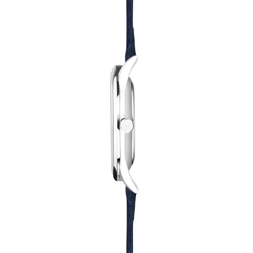Accurist Classic Mens Blue Leather Strap Watch White Dial 73000