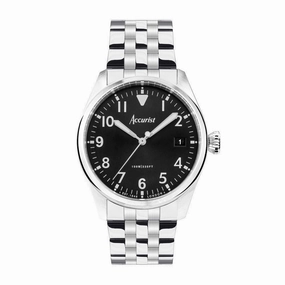 Accurist Aviation Mens Watch 76000 Stainless Steel with Black Dial