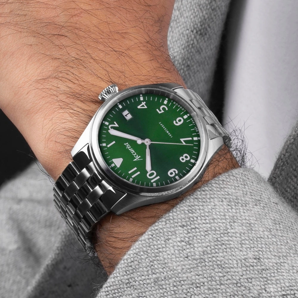 Accurist Aviation Mens Watch 76002 Stainless Steel with Green Dial