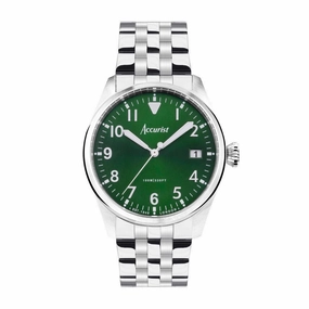 Accurist Aviation Mens Watch 76002 Stainless Steel with Green Dial