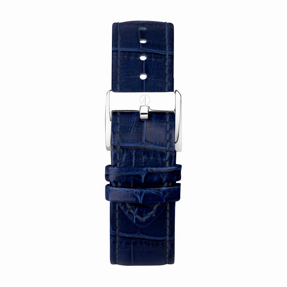 Accurist Classic Mens Blue Leather Strap Watch White Dial 73000