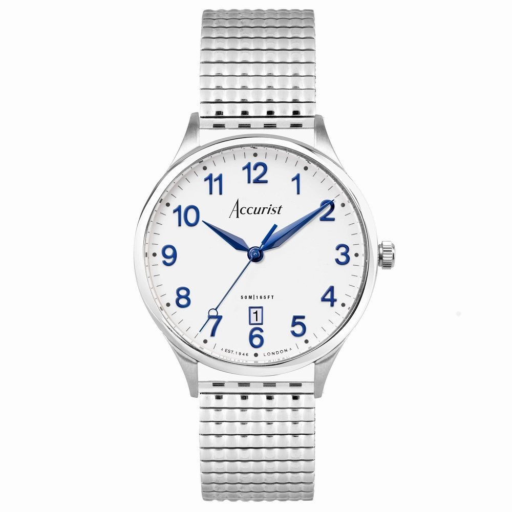Accurist Classic Mens Expander Bracelet Watch White Dial 73000X
