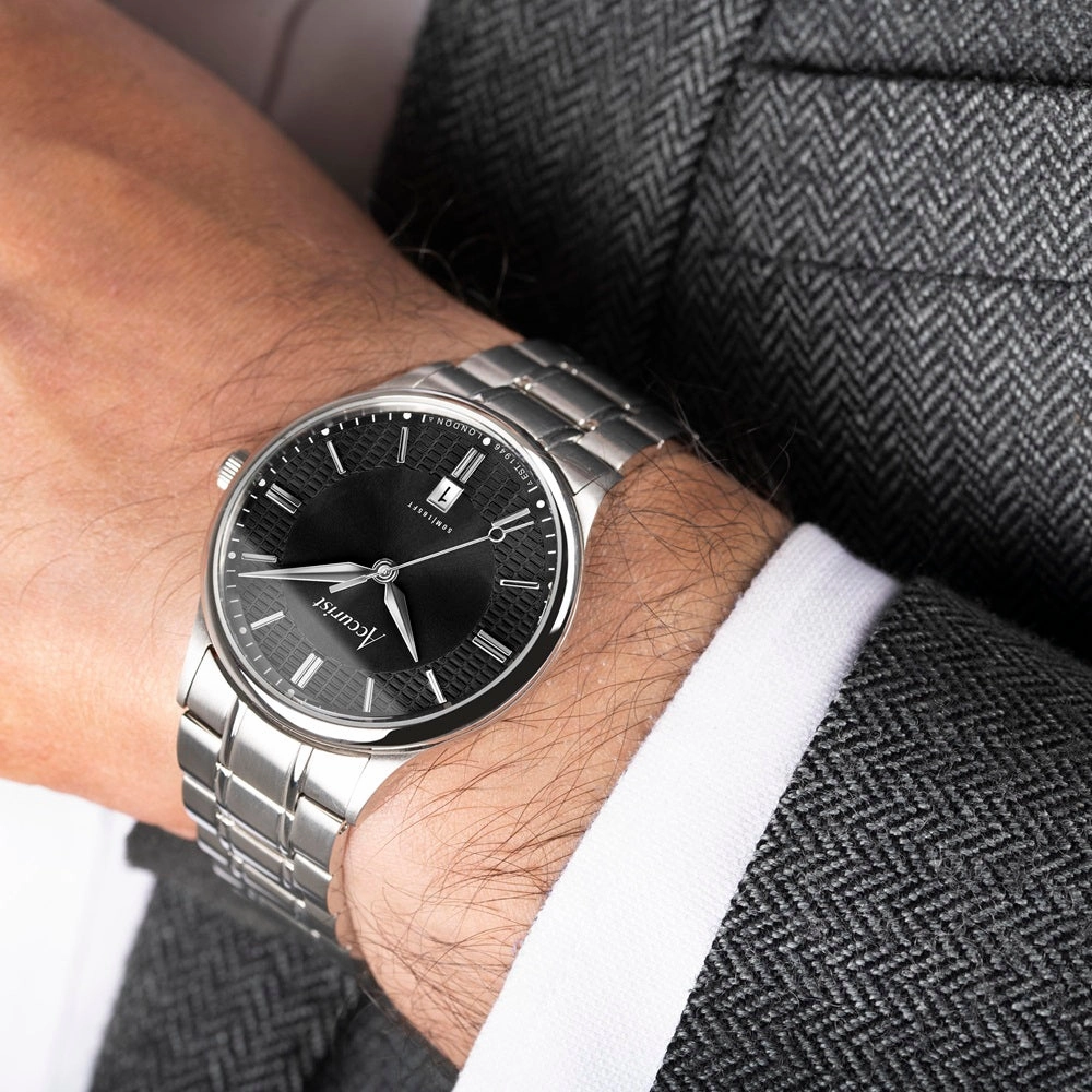 Accurist Classic Mens Watch 73006 Stainless Steel with Black Dial