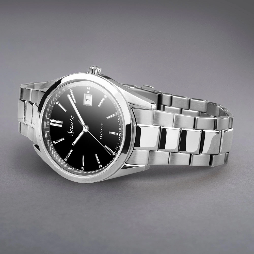 Accurist Everyday Mens Bracelet Watch Black Dial 74014