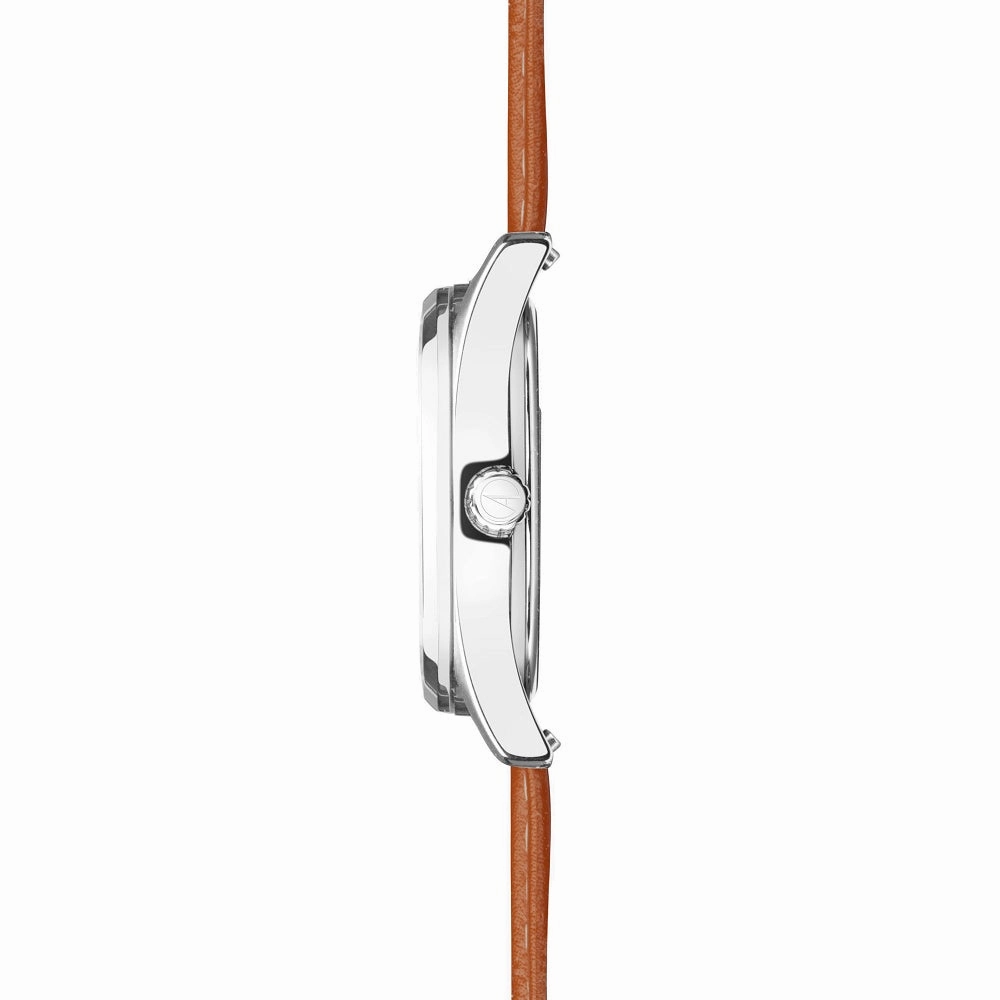 Accurist Everyday Mens Leather Brown Strap Watch White Dial 74011