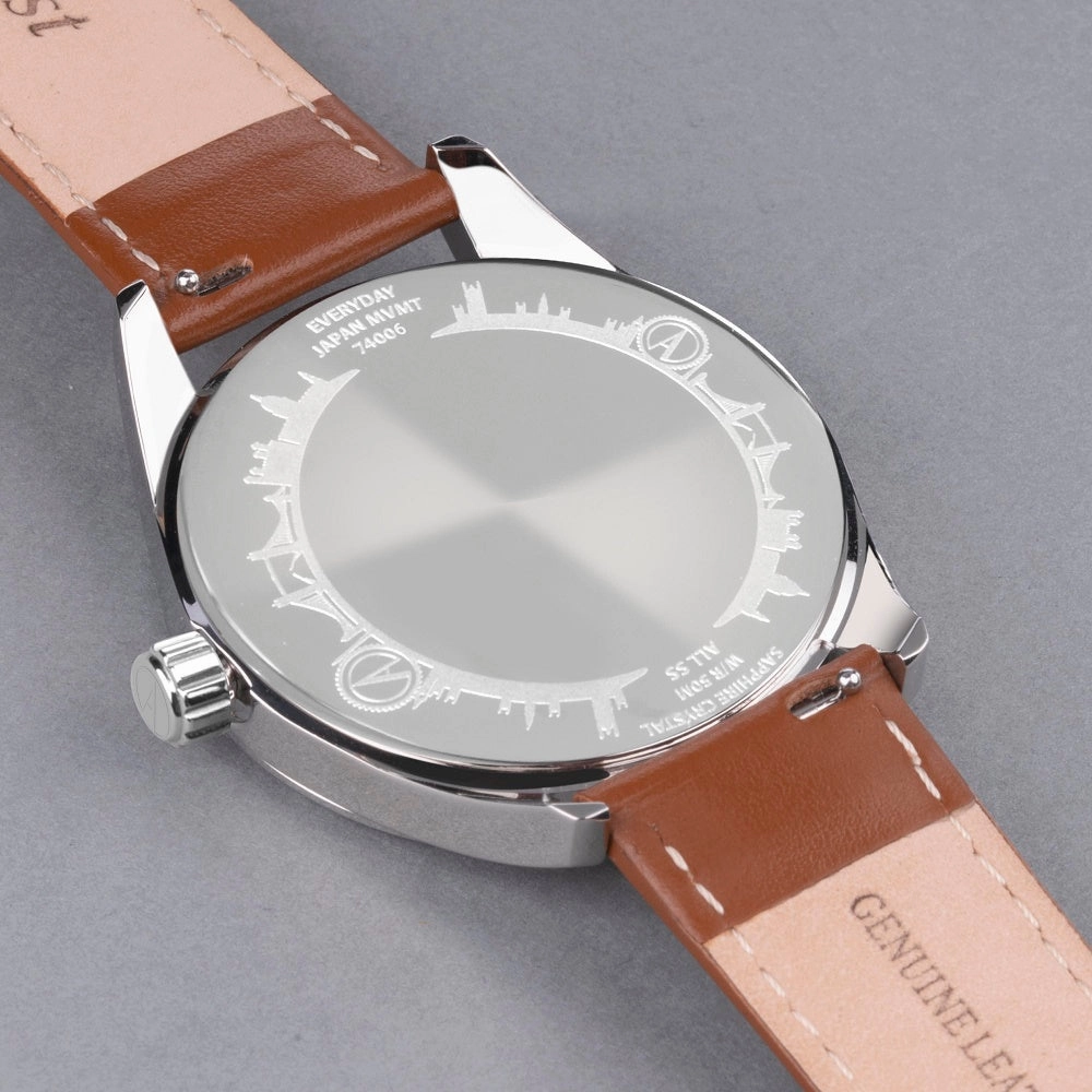 Accurist Everyday Mens Leather Brown Strap Watch White Dial 74011