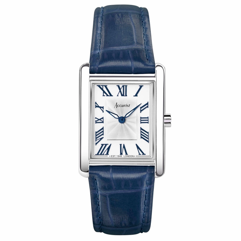 Accurist Rectangle Ladies Watch 71002 - Blue Leather Strap 26mm Case