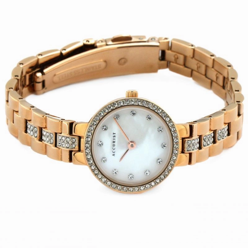 Accurist Rose Tone Crystal Set Ladies Watch 8310