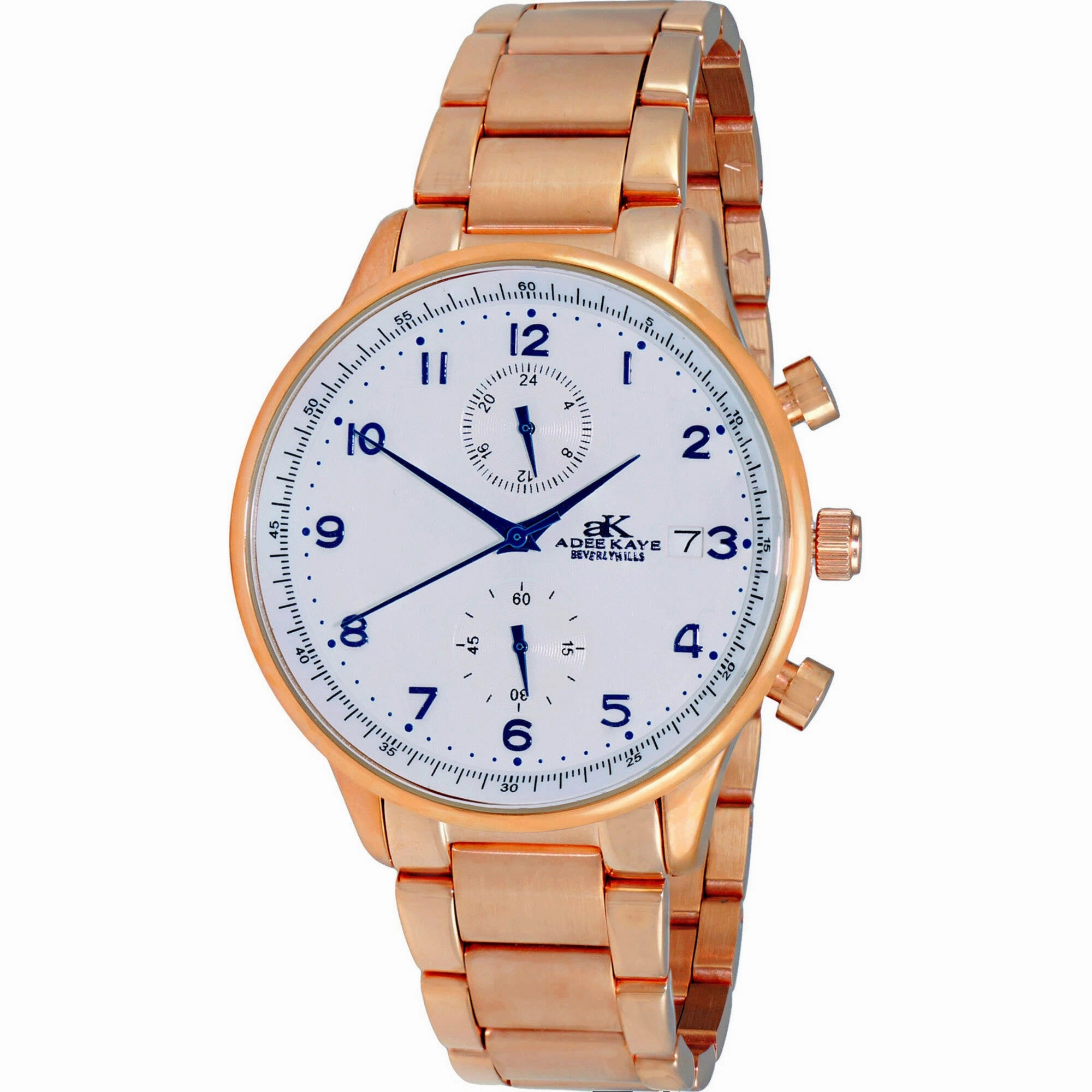 Adee Kaye Men's Watch - Blitz -G1 Quartz White Dial Rose Gold Bracelet | AK7501-RGSV