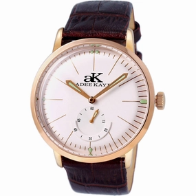 Adee Kaye Men's Watch - Simplicity White Dial Brown Leather Strap | AK9044N-MRG