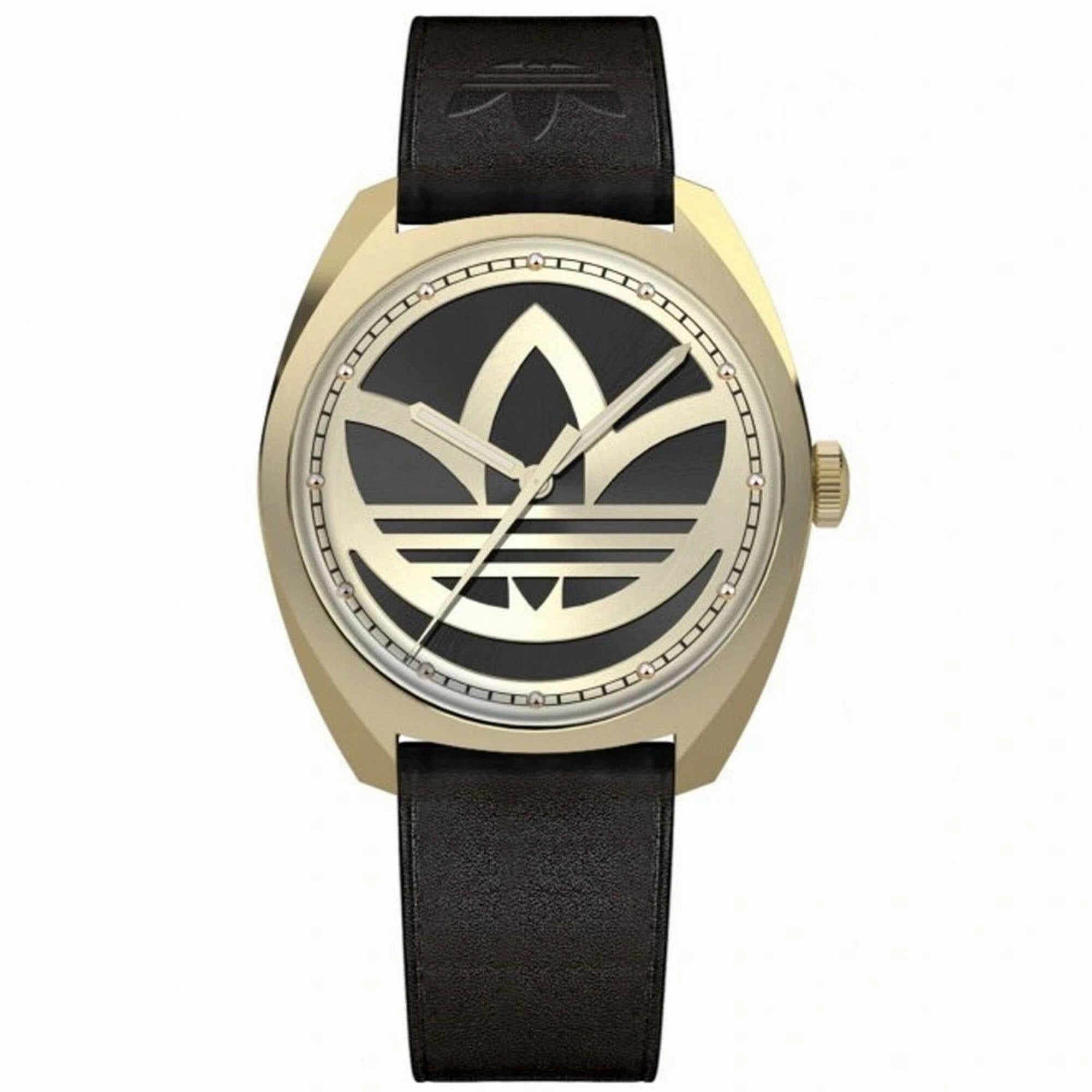 Adidas Men's Watch - Originals Black and Gold Tone Dial Leather Strap | AOFH22512
