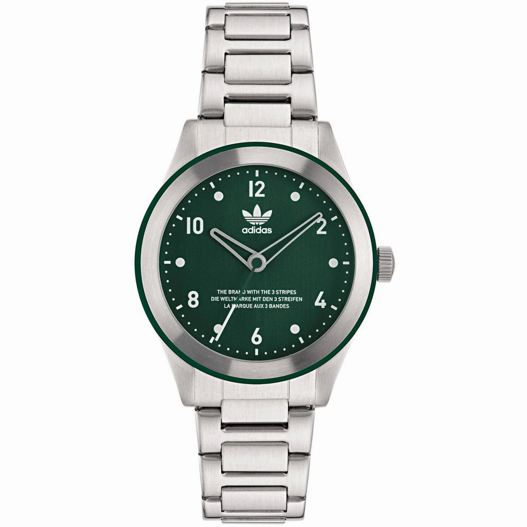 Adidas Men's Watch - Originals Quartz Green Dial Silver Steel Bracelet | AOSY22520