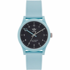 Adidas Men's Watch - Originals Quartz Resin Case Black Dial Blue Strap | AOST22561