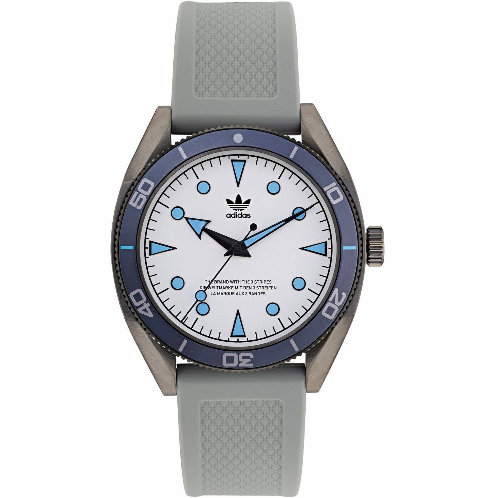 Adidas Men's Watch - Originals Quartz Silver Tone Dial Gray Rubber Strap | AOFH22003