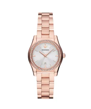 Armani Elegant Rose Gold Silver Dial Timepiece AR11558
