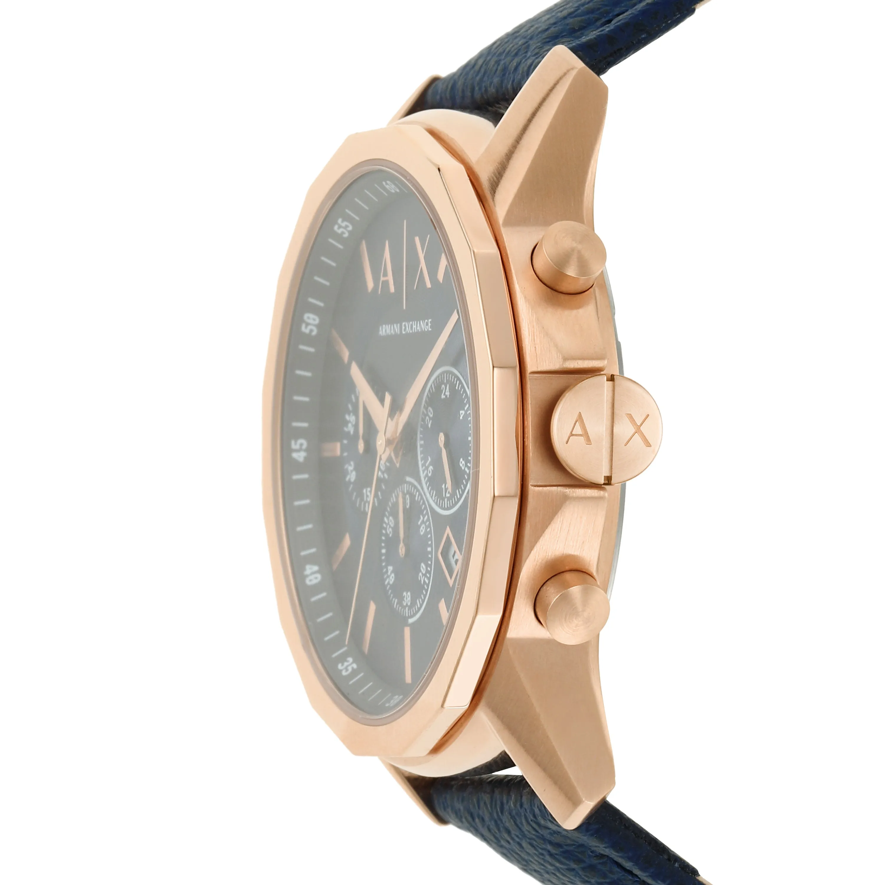 Armani Exchange Blue Leather Gold Mens Watch AX1723