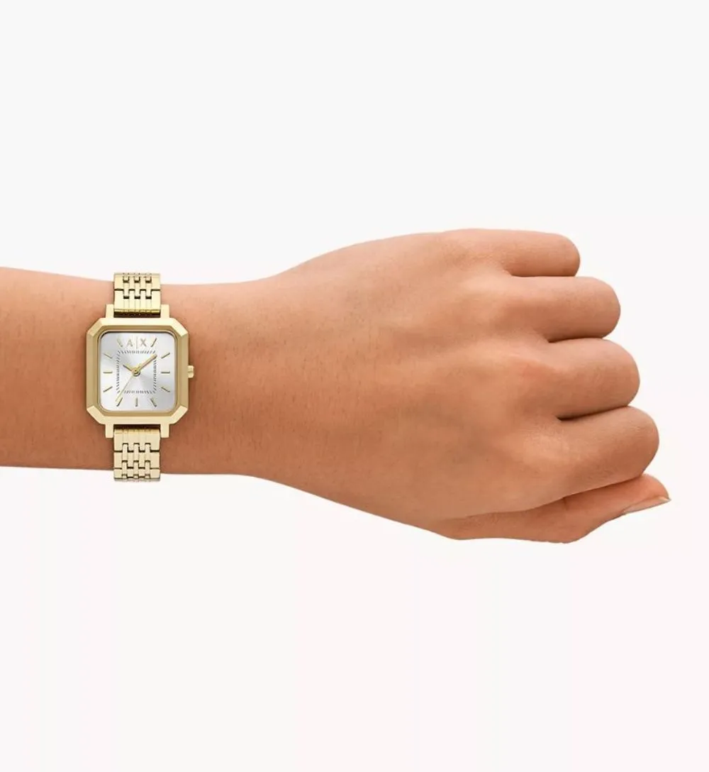 Armani Silver Dial Gold Tone Stainless Steel Watch AX5725