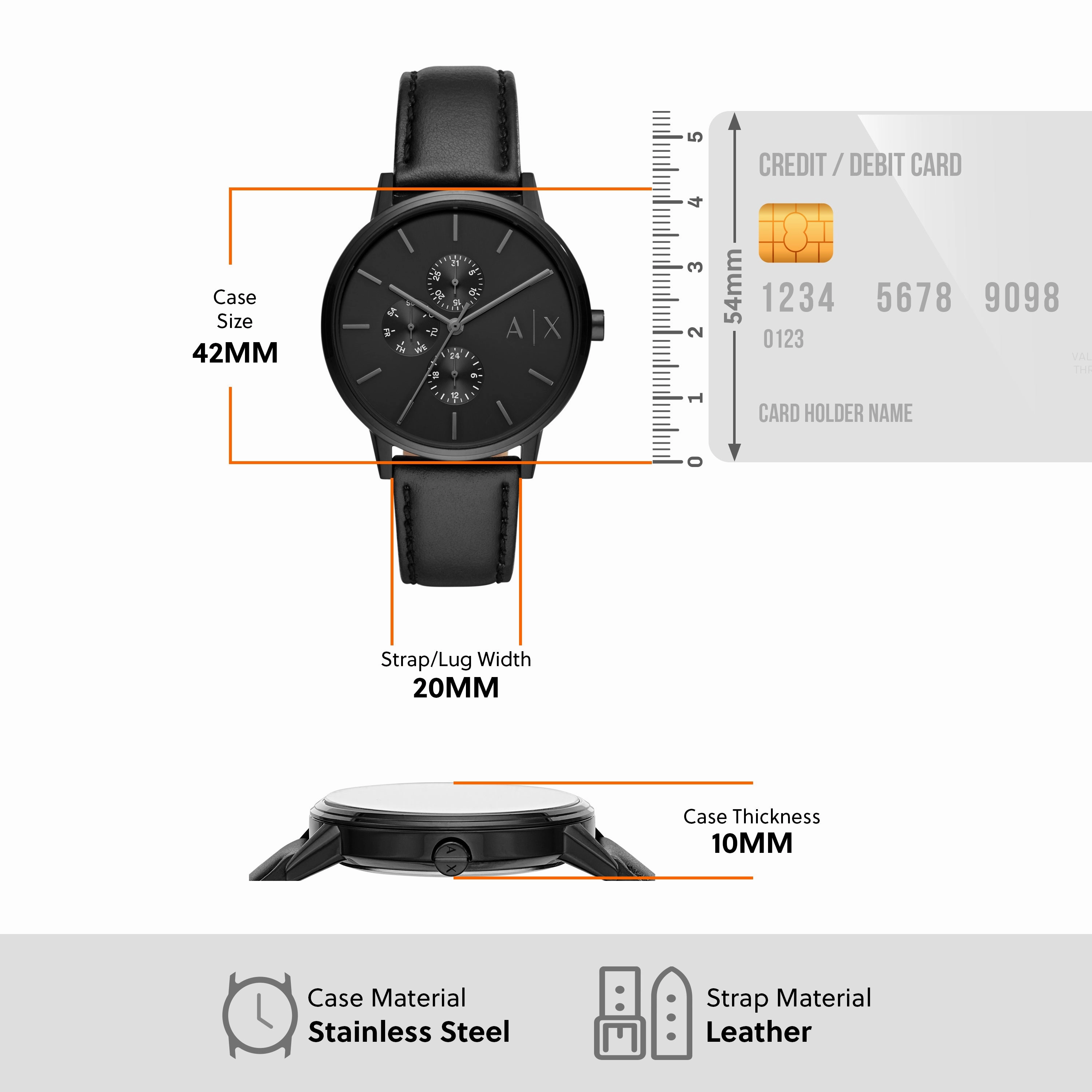Armani Exchange All Black Leather Men's Watch Cayde AX2719