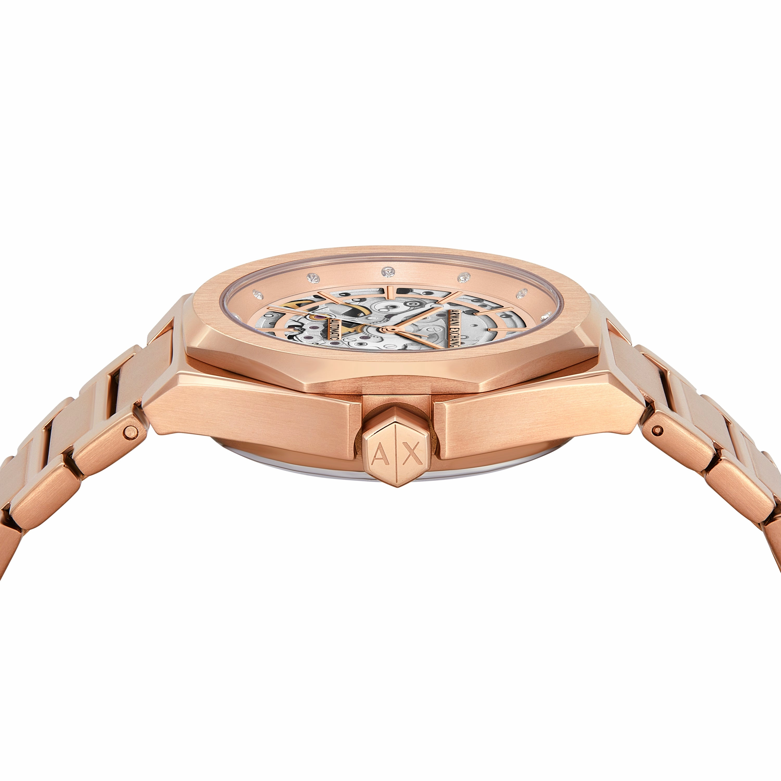 Armani Exchange Automatic Rose Gold Dial Stainless Steel Watch AX4619