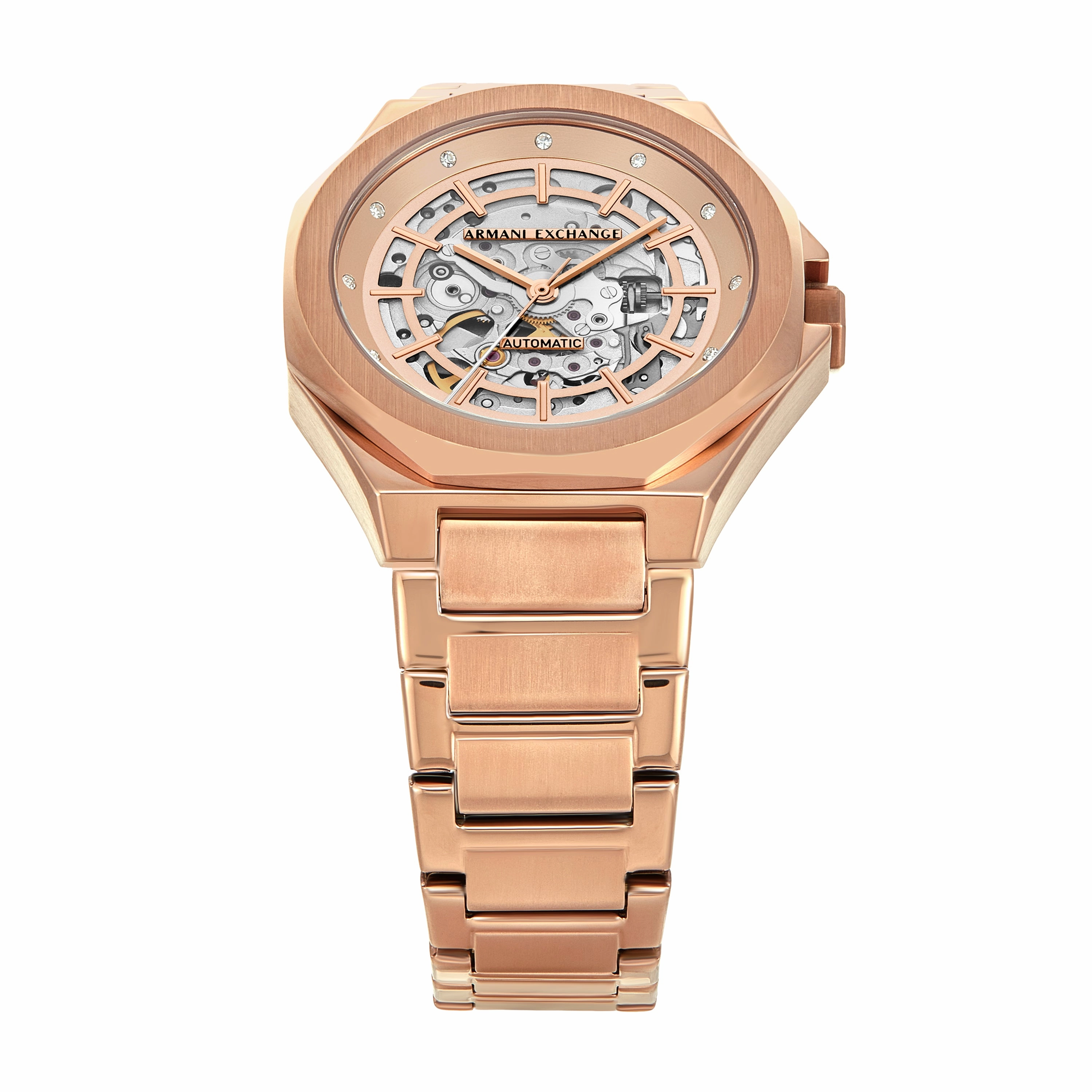 Armani Exchange Automatic Rose Gold Dial Stainless Steel Watch AX4619
