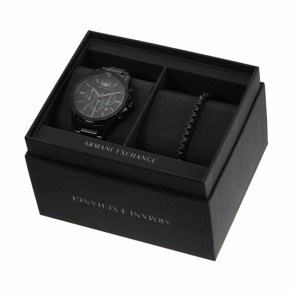 Armani Exchange Black Chronograph Watch Bold Design AX7153SET