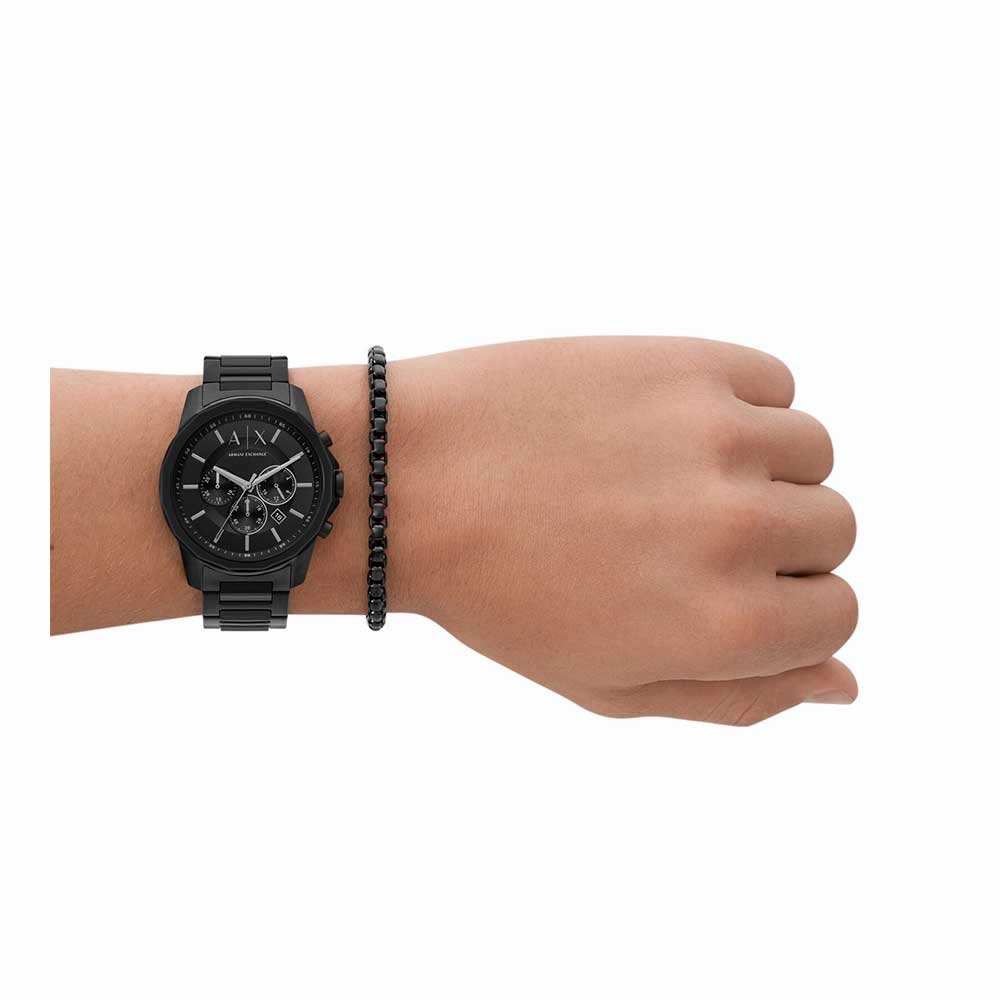 Armani Exchange Black Chronograph Watch Bold Design AX7153SET