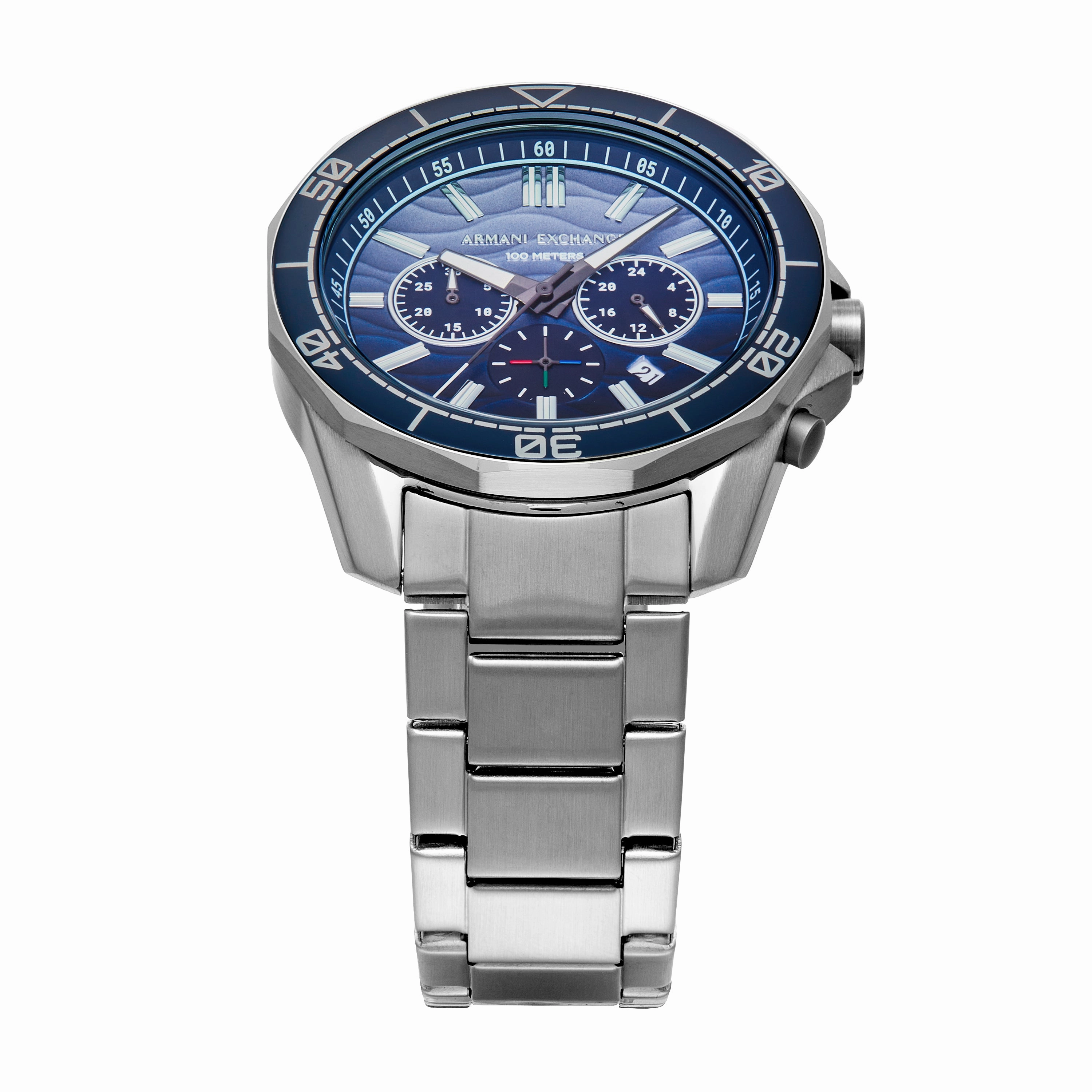 Armani Exchange Chronograph Blue Dial Gunmetal Stainless Steel Watch AX1967