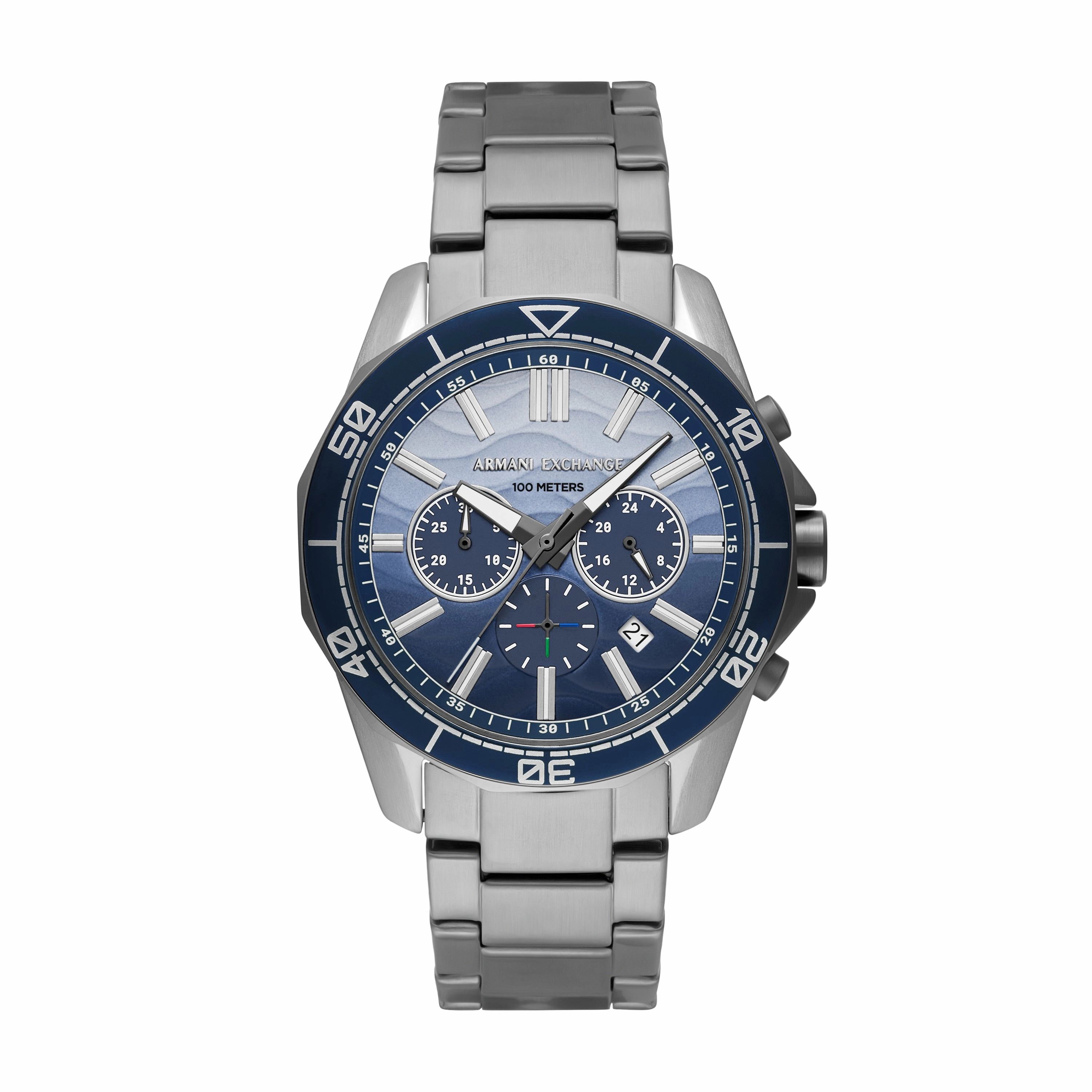 Armani Exchange Chronograph Blue Dial Gunmetal Stainless Steel Watch AX1967