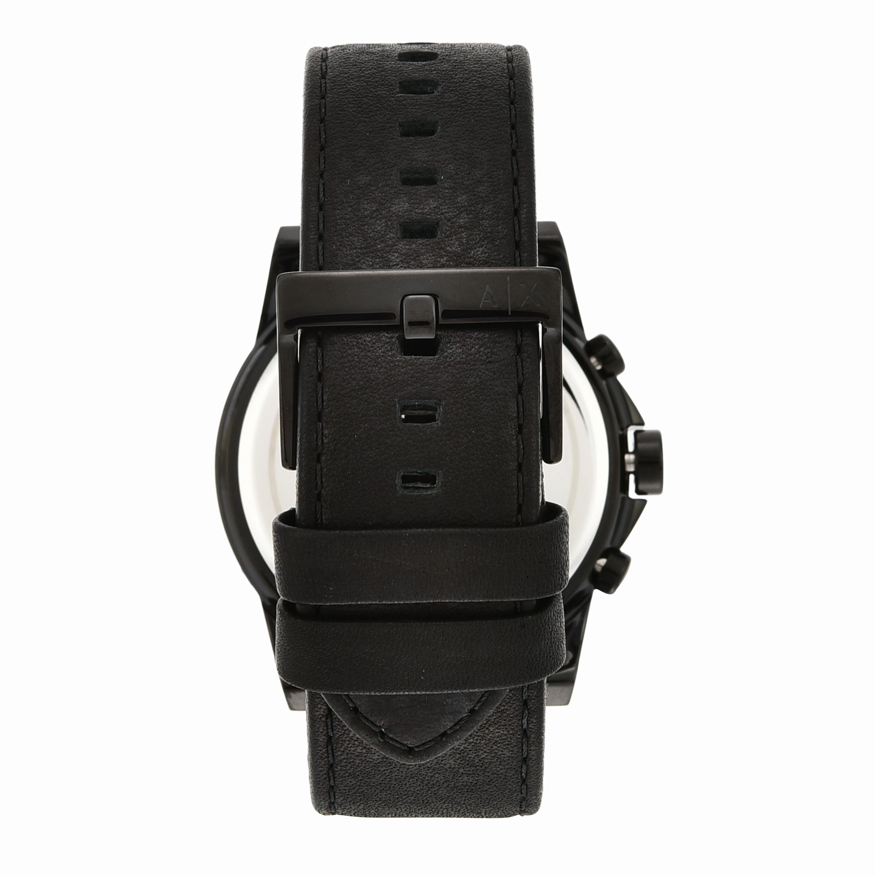 Armani Exchange Men's Black Chronograph Watch with Leather Band AX2098
