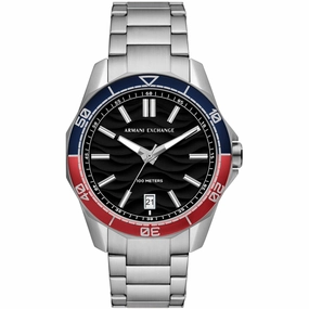 Armani Exchange Men's Watch - Classic Quartz Black Dial Silver Bracelet | AX1955