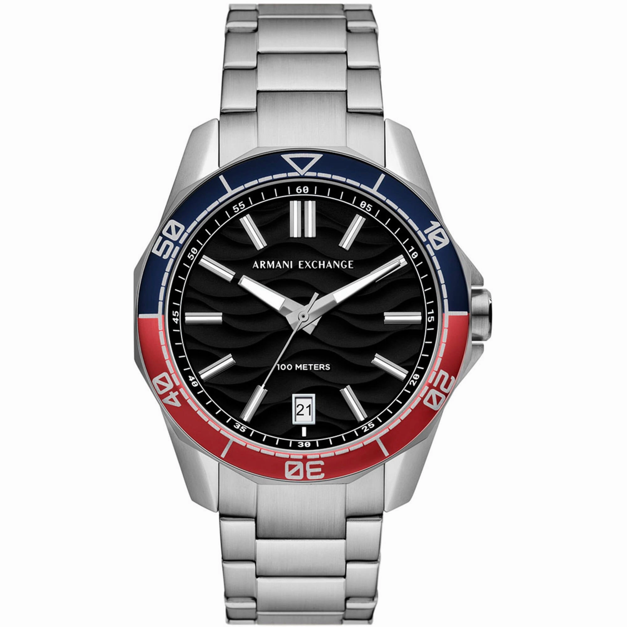 Armani Exchange Men's Watch - Classic Quartz Black Dial Silver Bracelet | AX1955