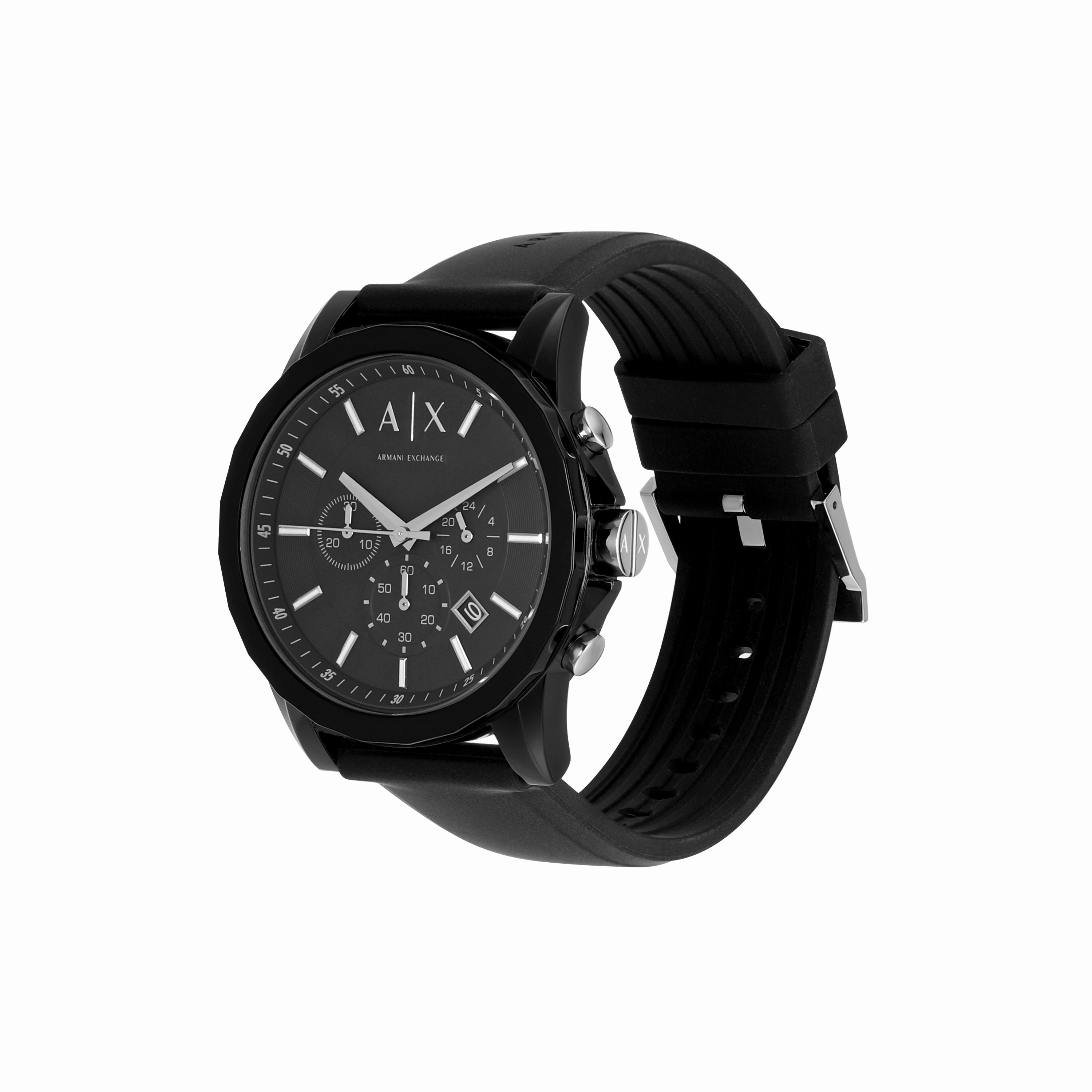 Armani Prestige: Quartz Chronograph Watch with Black Silicone AX1326