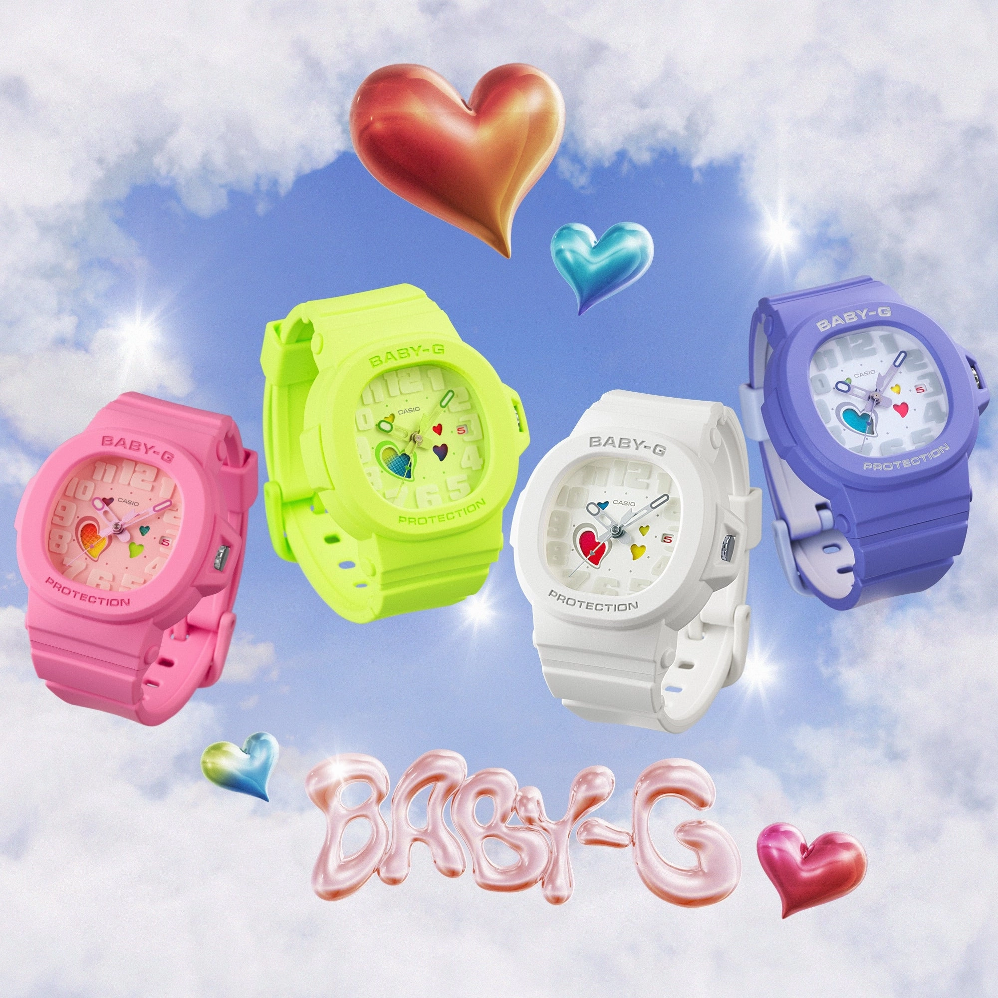 Baby-G Ana Swing Heart Dial Pink Resin Band Watch BGA10-4A