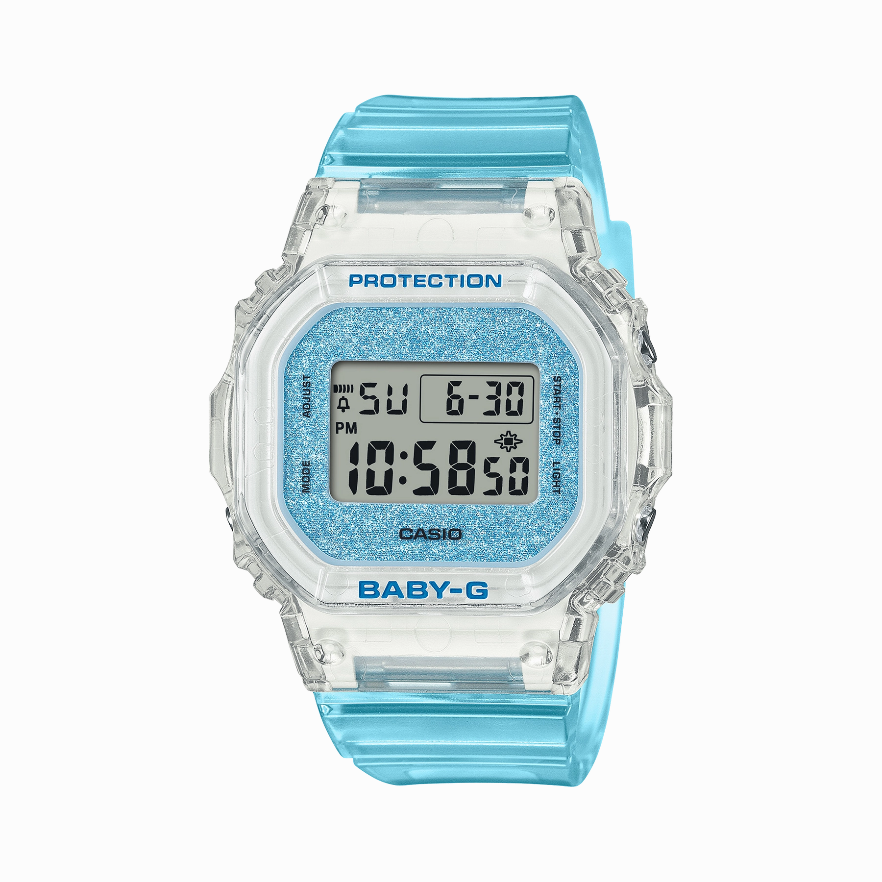 Baby-G Digital Glitter Blue Transparent Resin Band Watch BGD565GC-2D
