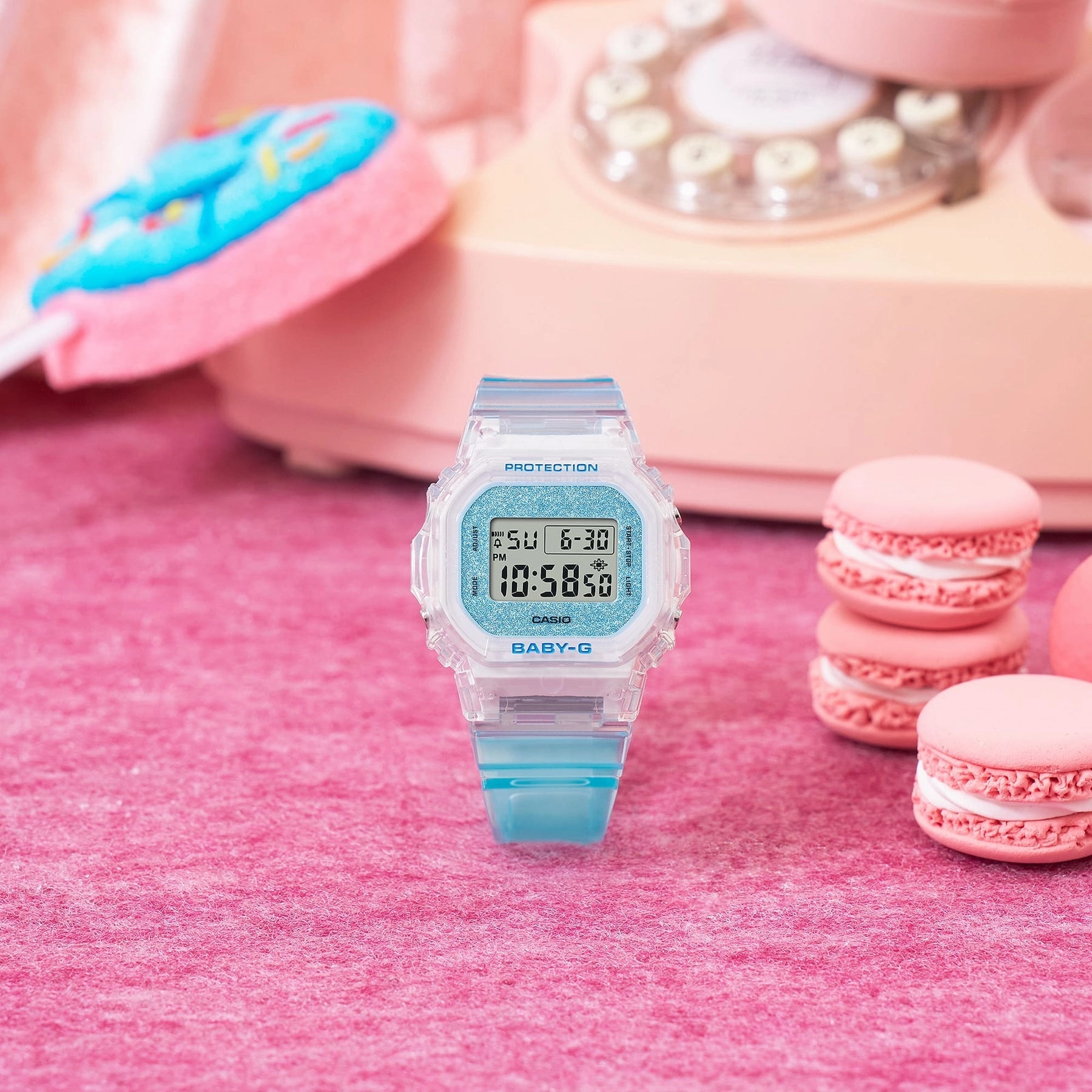 Baby-G Digital Glitter Blue Transparent Resin Band Watch BGD565GC-2D