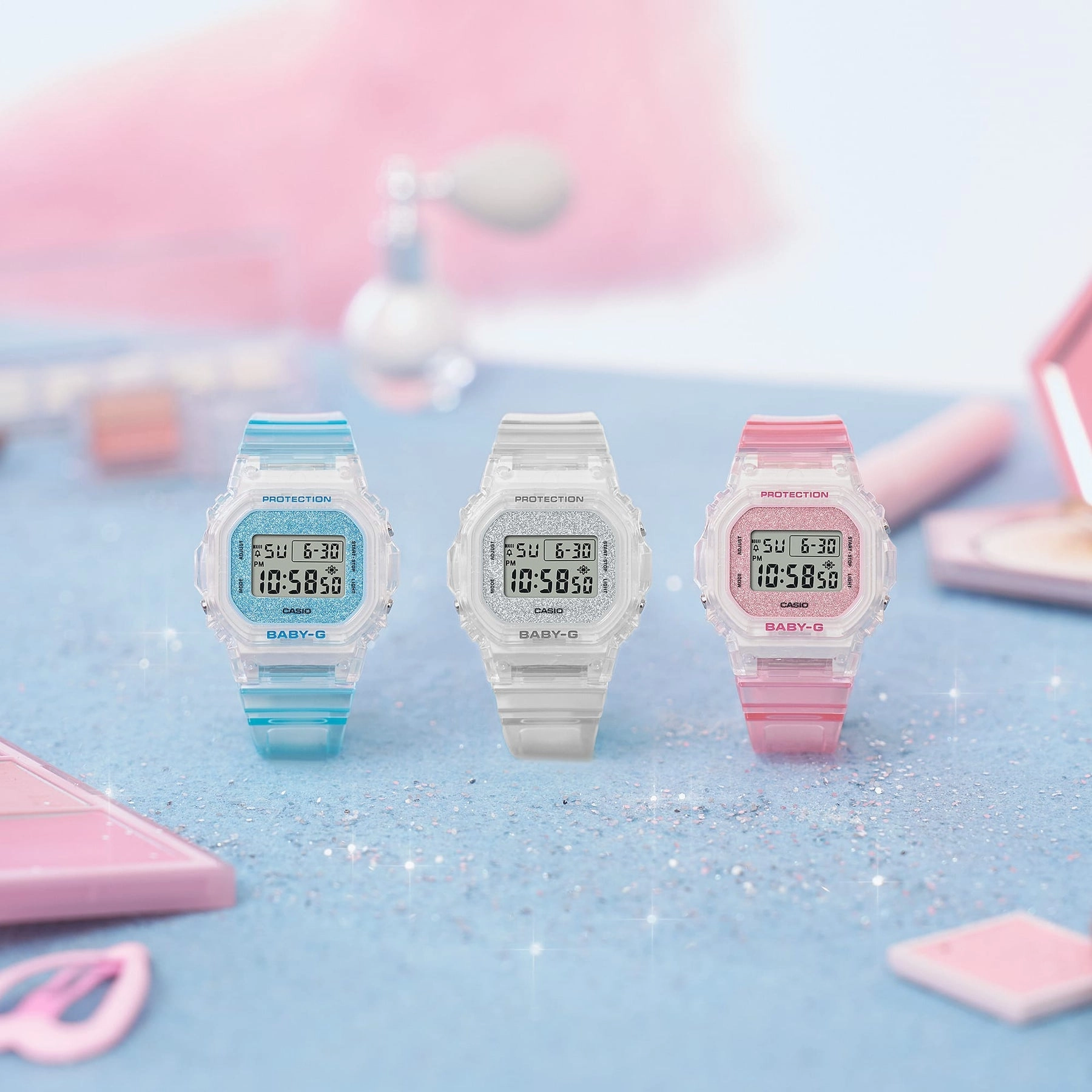 Baby-G Digital Glitter Clear Transparent Resin Band Watch BGD565GC-7D