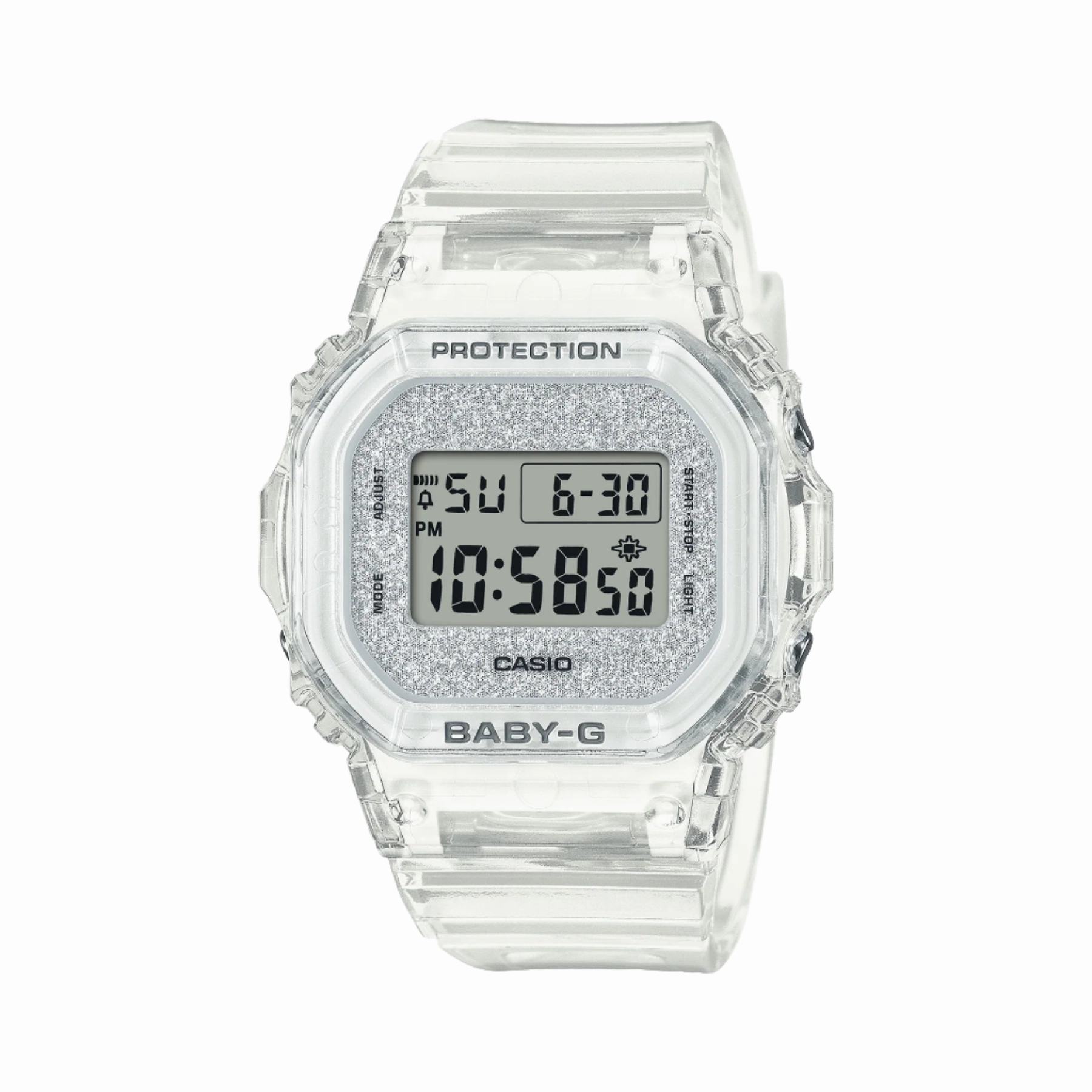 Baby-G Digital Glitter Clear Transparent Resin Band Watch BGD565GC-7D