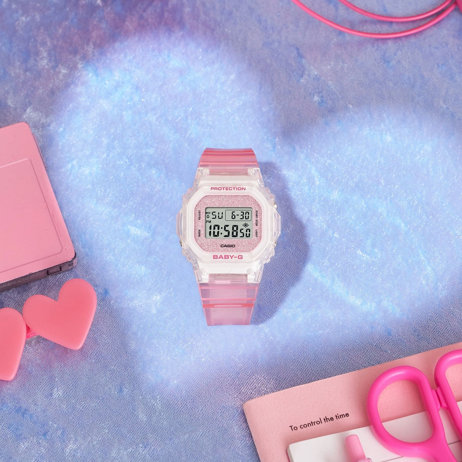 Baby-G Digital Glitter Pink Transparent Resin Band Watch BGD565GC-4D