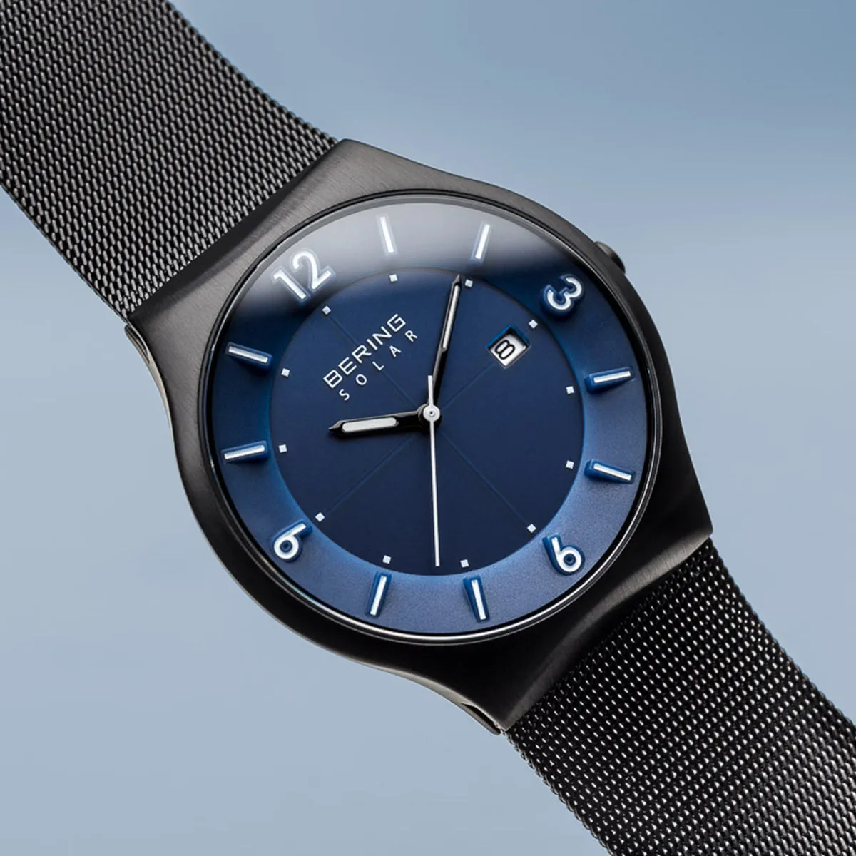 Bering Solar Brushed Black Mesh Watch 14440-227