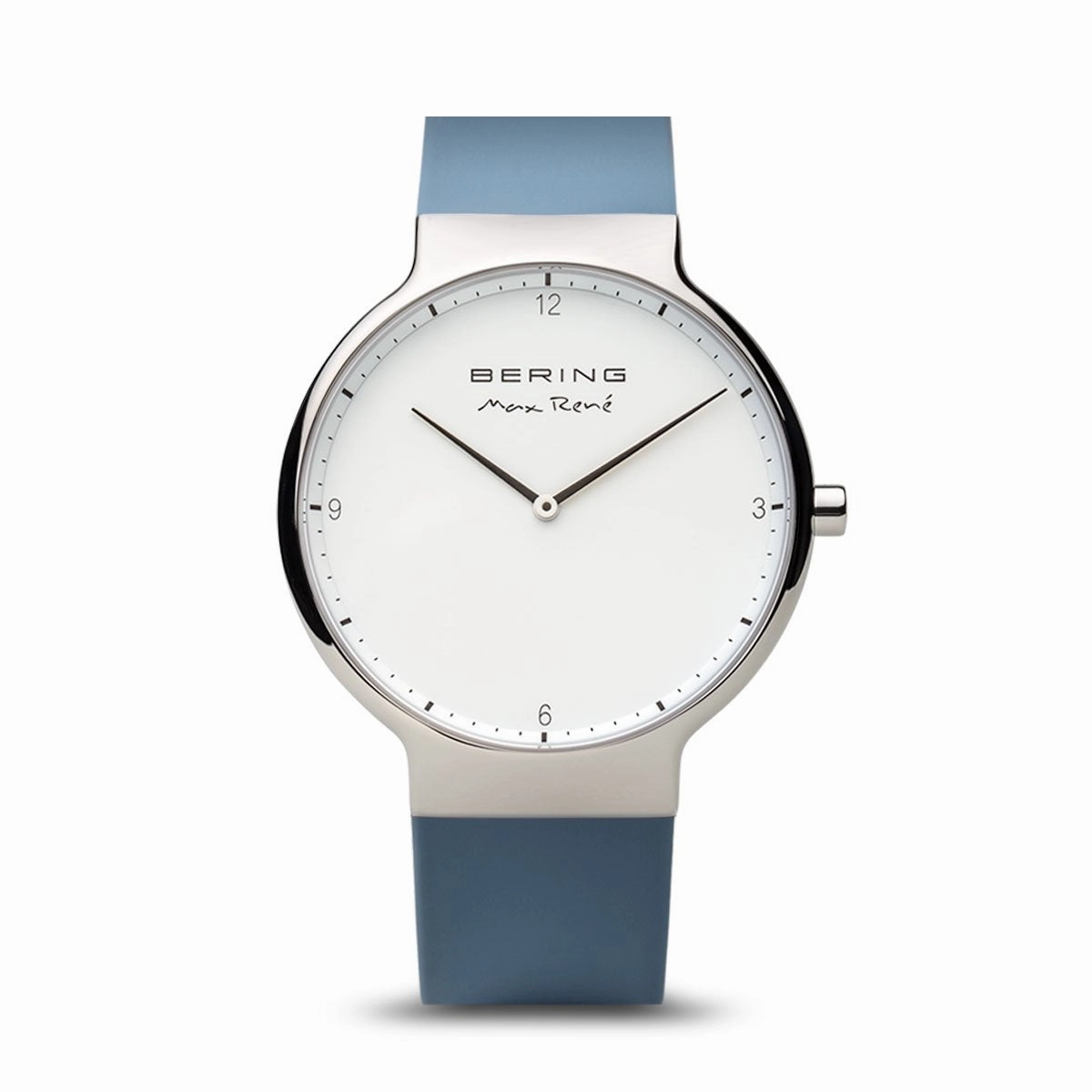 Bering Max Ren Polished Silver Blue Silicone Watch