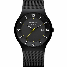 Bering Solar Brushed Black Mesh Watch