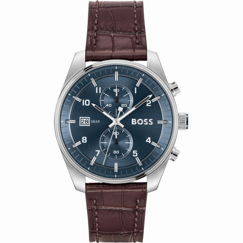 Boss Watches Skytraveller Mens Leather Strap Watch 1514194