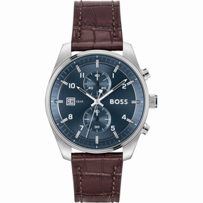 Boss Watches Skytraveller Mens Leather Strap Watch 1514194