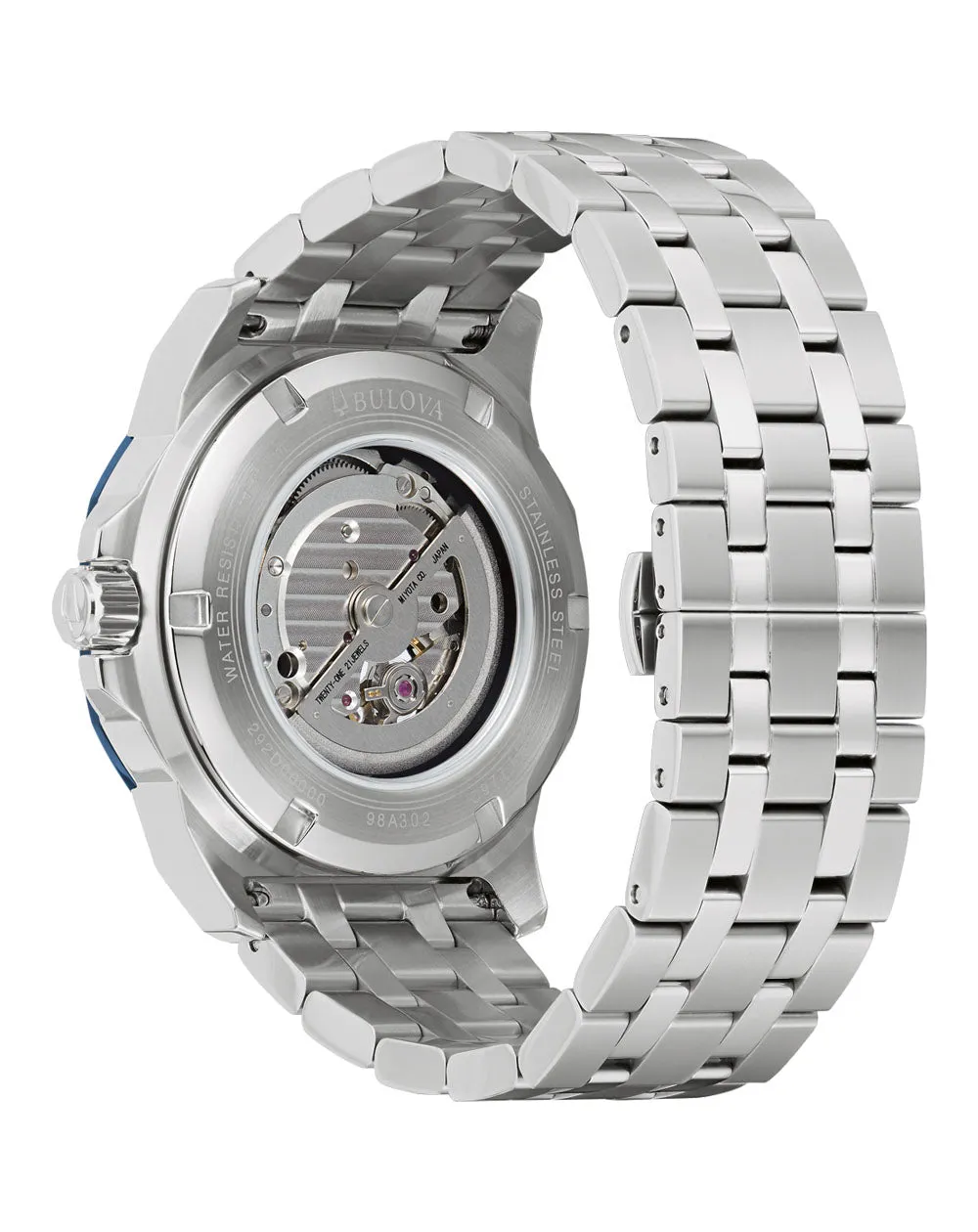 Bulova Marine Star 21-Jewel Automatic Men's Watch with Blue Accents and Exhibition Case Back 98A302