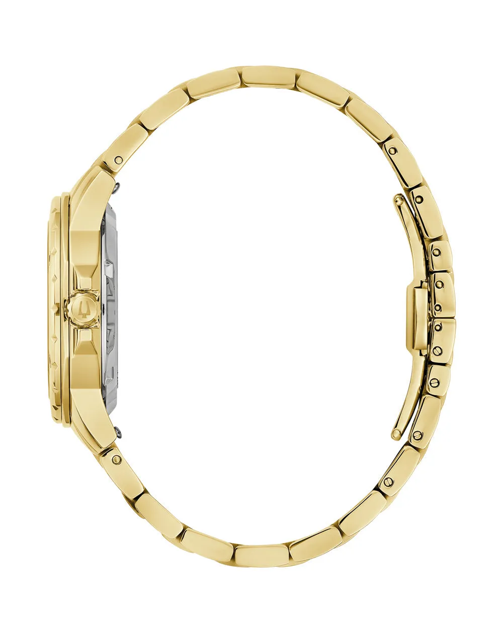 Bulova Marine Star Gold Tone Stainless Steel Automatic Watch Black Dial 97P171