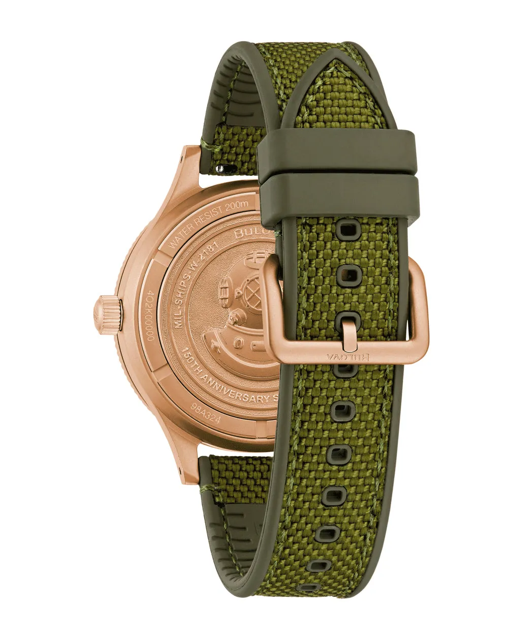 Bulova MIL-Ships Special Edition Green Dial Nylon Strap Watch 98A324