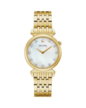 Bulova White Dial Stainless Steel Diamond Bracelet Watch 97P149