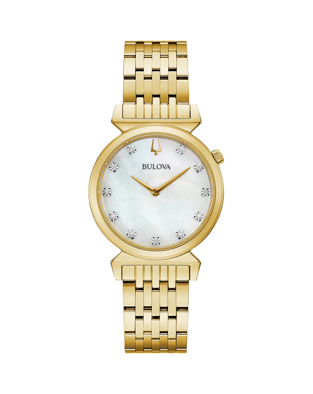 Bulova White Dial Stainless Steel Diamond Bracelet Watch 97P149