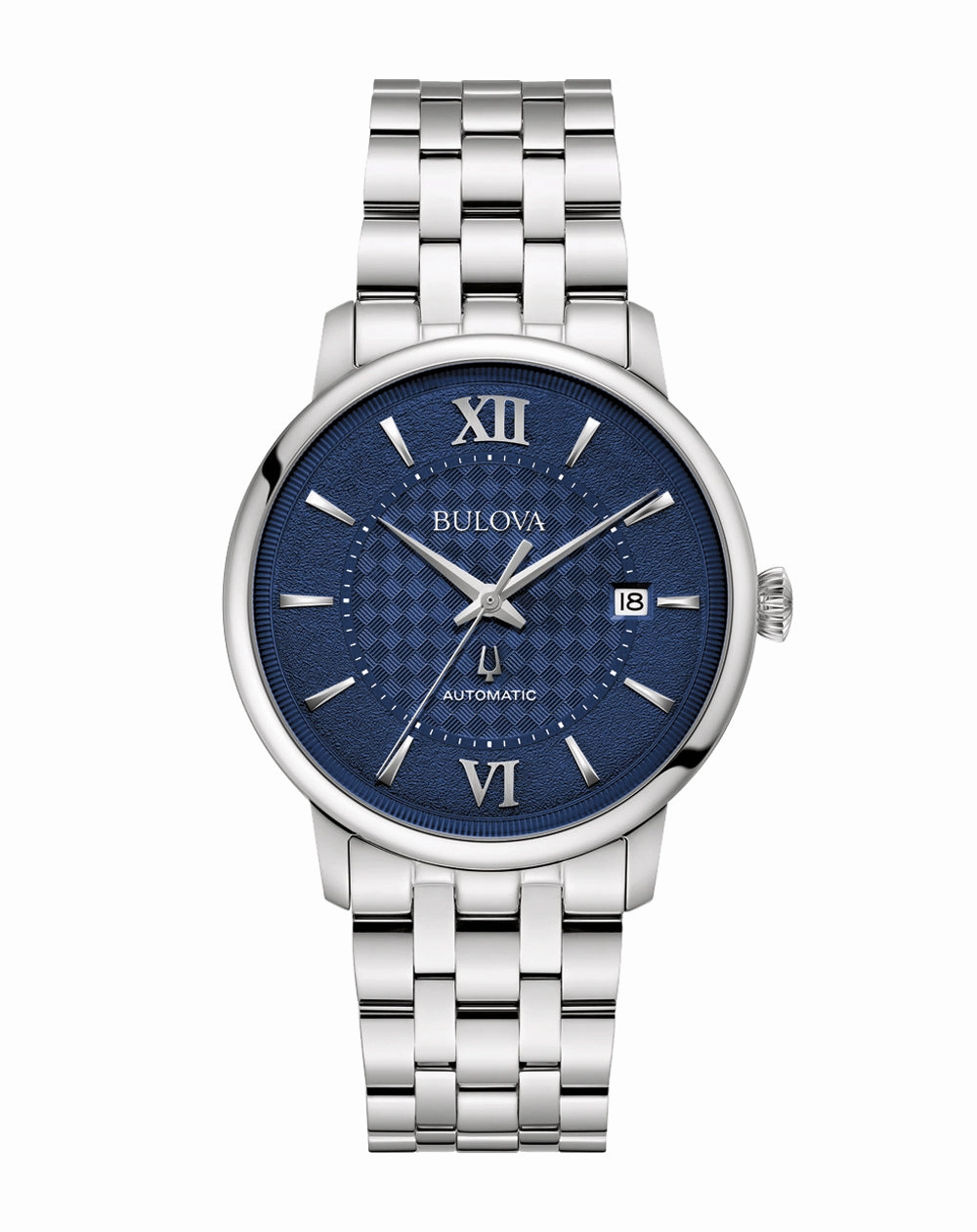 Bulova Hudson Blue Dial Stainless Steel Watch 96B447