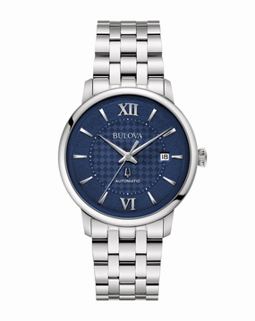 Bulova Hudson Blue Dial Stainless Steel Watch 96B447